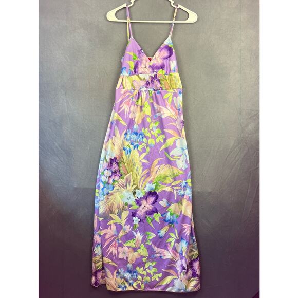 Y2K Deadstock Palmetto's Dress Sz Small Pastel Floral Maxi Dress Spaghetti Strap - Picture 1 of 10